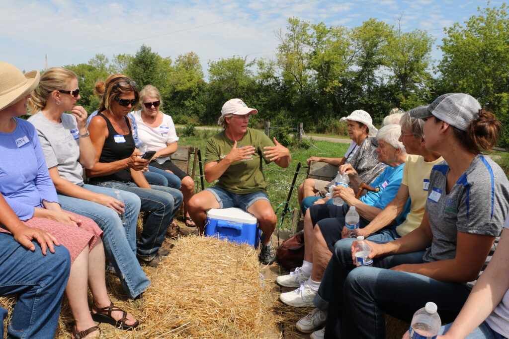 A conservation coach from the partner organization Wisconsin Farmer Union provides guidance to female farmers.