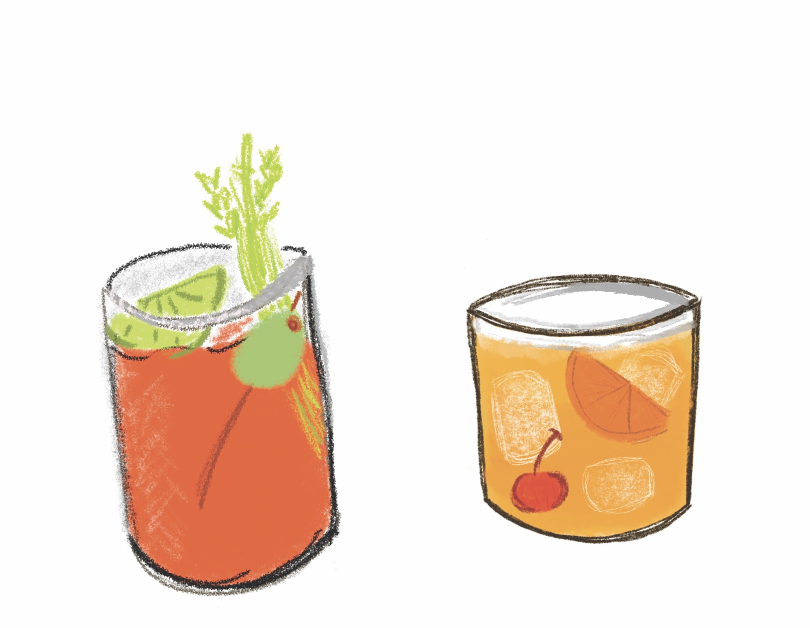 Graphic of a Wisconsin Bloody Mary and Old Fashioned.  