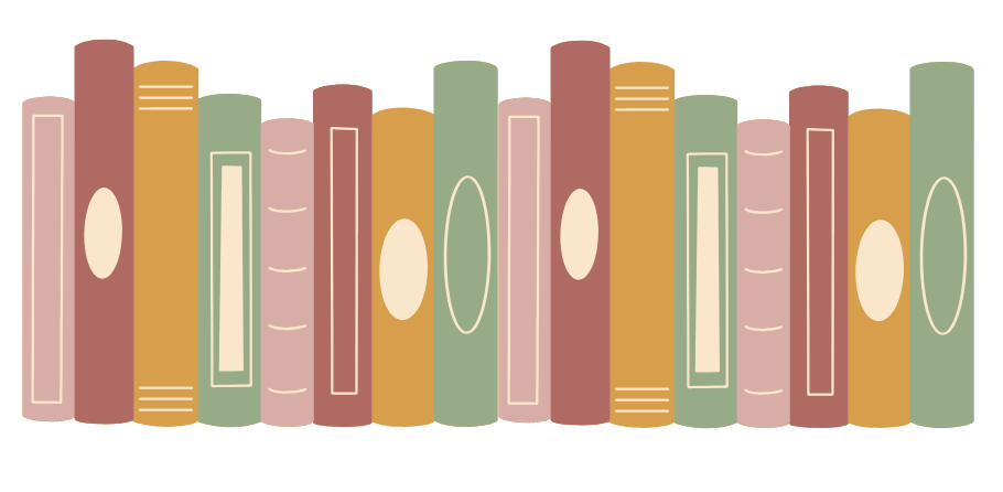 Illustration of colorful books lined up.