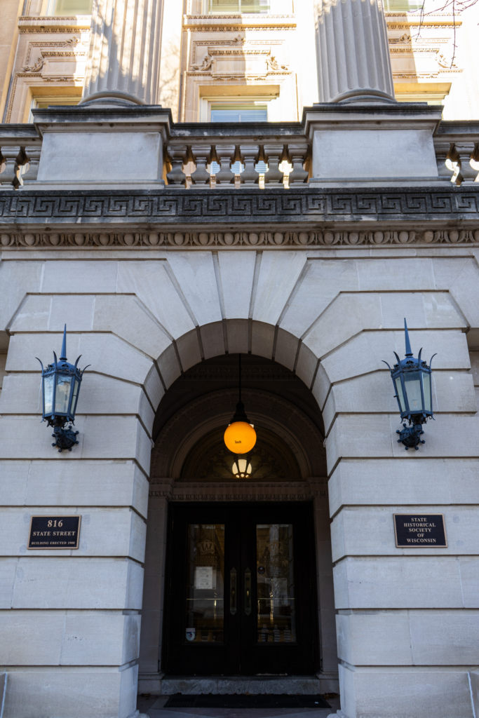 Wisconsin Historical Society’s South side facing entry way. 