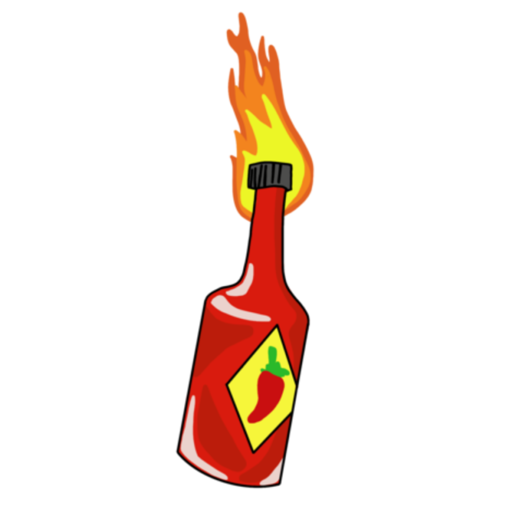 Hot sauce bottle graphic by Ava McNarney.